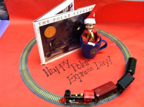 Polar express day Polar Express Elf On The Shelf, Elf On The Shelf Train Ideas, Polar Express Elf On The Shelf Ideas, Elf On The Shelf Polar Express Ideas, Elf On The Shelf Polar Express, Polar Express Day At School, Polar Express Day, Elf 2023, Polar Express Theme