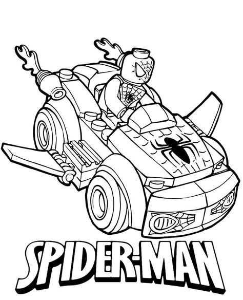 Lego Coloring Sheet, Spiderman Coloring Pages, Spiderman Car, Lego Spiderman, Lego Coloring, Avengers Coloring Pages, Lego Coloring Pages, Superhero Coloring Pages, Avengers Coloring