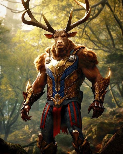 Anthropomorphic Anatomy, Deer Warrior, Deer Hybrid Human, Wild Animal Wallpaper, Realistic Cartoons, Avengers Wallpaper, Human Male, Dungeons And Dragons Characters, Anime Shirt