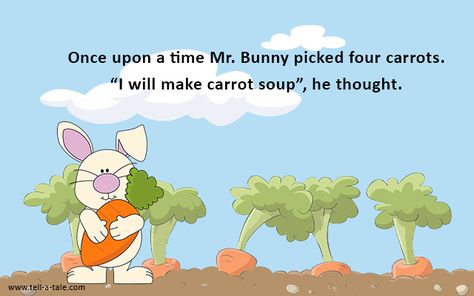 Mr. Bunny's Carrot Soup [SHORT STORY] Carrot Activities For Preschool, English Story Telling, Story Books For Toddlers, Short Funny Stories, Picture Story For Kids, Small Stories For Kids, Rabbit And Carrot, Preschool Poems, English Story Books