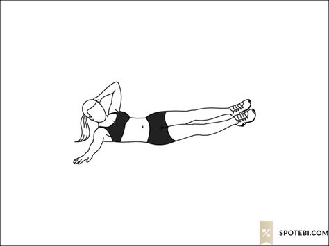 Oblique crunch exercise guide with instructions, demonstration, calories burned and muscles worked. Learn proper form, discover all health benefits and choose a workout. https://www.spotebi.com/exercise-guide/oblique-crunch/ Crunch Exercise, Exercise Gif, Workout Form, Exercise Illustration, Core Workout Routine, Ladies Workout, Body Roller, Oblique Crunches, Core Strengthening