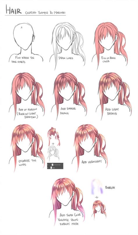 Hair Coloring Tutorial by Marimari999 Color Anime Hair, Hair Coloring Tutorial, Color Anime, Anime Hair Color, Draw Tutorial, Drawing Hair Tutorial, Anime Tutorial, How To Shade, Drawing Quotes