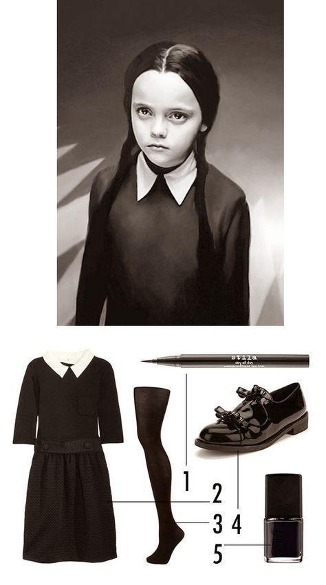 DYI. Disfraces para Halloween Disfraz Costume  Addams Miércoles Niños Kids Diy Wednesday Addams, Adams Family Costume, Dyi Costume, Addams Family Halloween Costumes, Adams Family Halloween, Wednesday Addams Party, Wednesday Costume, Wednesday Addams Costume, Clever Halloween Costumes