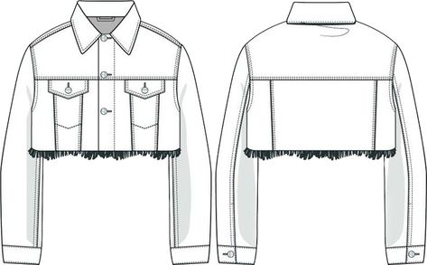 Denim Jacket Template, Denim Technical Drawing, Denim Jacket Technical Drawing, Shirt Sketch Women, Denim Jacket Flat Sketch, Jacket Flat Drawing, Denim Jacket Drawing, Jacket Technical Drawing, Jacket Flat Sketch