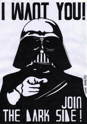 I want you to join the dark side ! Join The Dark Side, Star Wars Quotes, Sith Lord, Bass Drum, The Dark Side, Geek Culture, Drum And Bass, Dark Side, The Darkest