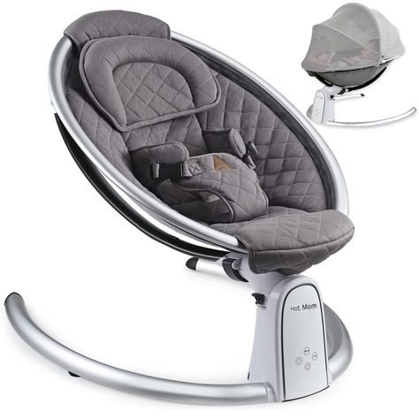 Hot Mom Baby Swing Bluetooth and Intelligence Timing Electric Baby Rocker Multiple Gears Seat Adjustment Baby Chair(Dark Grey Baby Swings And Bouncers, Baby Bouncers, Baby Rocking Chair, Bumbo, Baby Swing, Baby Rocker, Baby Chair, Baby Cradle, Baby Growth