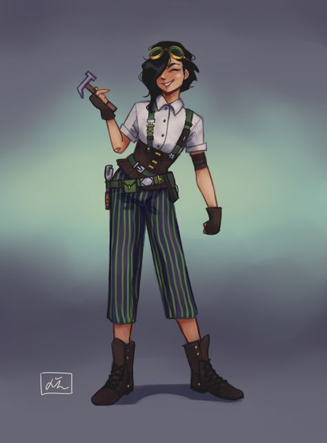 Inventor Character Design, Inventor Character, Steampunk Engineer, Steampunk Character, Fantasy Heroes, Steampunk Costume, Modern Fantasy, Fantasy Rpg, Dnd Characters