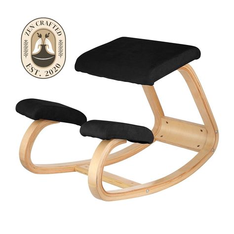 The Zen Crafted kneeling chair helps ensure proper sitting posture and provides lasting comfort throughout the day. Its unique kneeling design keeps your back straight while seated, preventing kyphosis and myopia caused by slouching. 🔐 No more slouching   Work for hours without discomfort  🚫 Helps prevent kyphosis and myopia 💪 Support up to 330lb. 🤪 Rock back and forth 🛠️ Easy to Assemble (5-10 minutes) The science behind the kneeling chair: For 100s of years, the standard 90º chair design Kneeling Stool, Ergonomic Stool, Ergonomic Kneeling Chair, Meditation Chair, Kneeling Chair, Muscle Definition, Office Desk Chairs, Sitting Posture, Desk Chairs