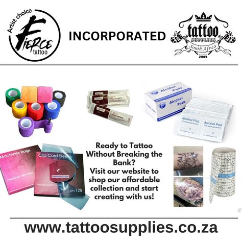 "Elevate Your tattoo art with Our Supplies!" "Craft stunning tattoos with our reliable gear. Exceptional quality at prices you’ll love!" "Explore our digital storefront today!" FREE delivery for order over R1000. We are an ONLINE ONLY STORE and deliver countrywide. Please visit our website www.tattoosupplies.co.za #fiercetattoosupplies #tattoo #tattoosupply #affordabletattoosupplies #microblading #tattoosupplies #permanentmakeup #piercings #radiantcolorsink #tattooequipmentsupplier #tattoo... Fierce Tattoo, Africa Tattoos, Stunning Tattoos, Tattoo Supplies, Permanent Makeup, Microblading, Tattoo Art, Art Tattoo, Piercings