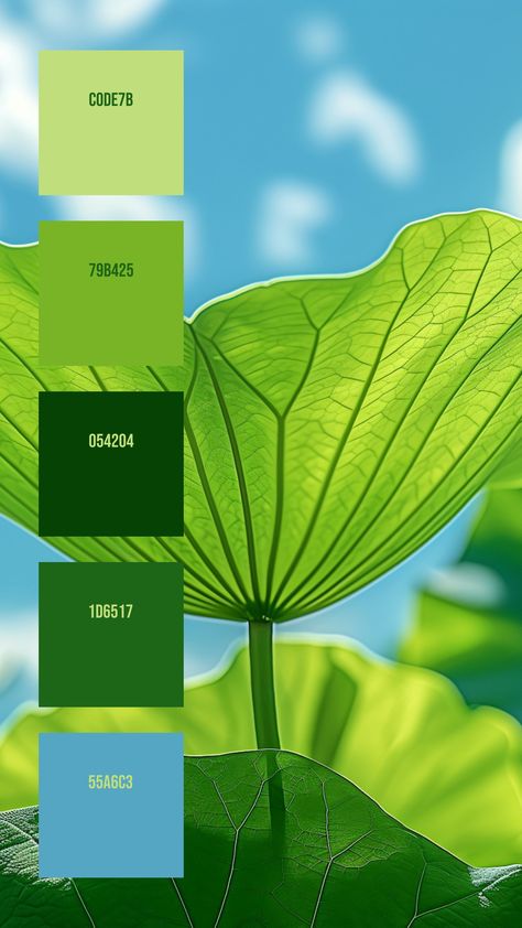 Colors:
C0DE7B
79B425
054204
1D6517
55A6C3 Leaf Green Color Palette, Farm Colour Palette, Spring Green Color Palette, Vibrant Green Color Palette, Light Green Color Combinations, Bright Green Color Palette, Green Color Combinations, Dynamic Pattern, Blue Color Combinations