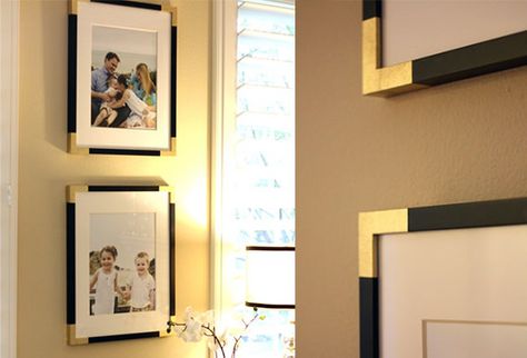 Upgrade the Look of Black Picture Frames with Spray Paint and Painters Tape A Thoughtful Place, Gold Diy, Black Picture Frames, Black Picture, Painters Tape, Happy Healthy, Crafty Diy, Diy Dress, Diy Frame