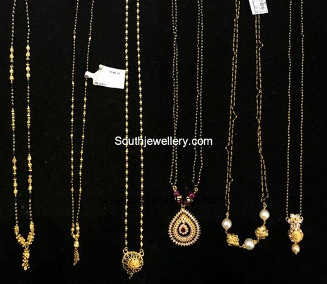 22 Carat gold light weight nallapusalu chain models with small pendants by Omprakash Jewellers and Pearls. black beads mangalsutra chains, light weight mangalsutra chains, weight and price, single line nallapuslau with pendant Single Line Black Beads Chain Gold, Omprakash Jewellers, Black Diamond Chain, Mangalsutra Chain, Small Pendants, Mangalsutra Design, Black Beads Mangalsutra, Black Beads Mangalsutra Design, Gold Mangalsutra Designs