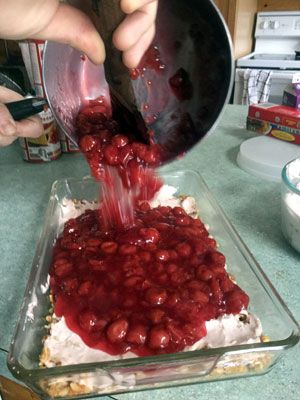 Cherry Delight Recipe, Gf Crust, Cherry Delight Dessert, Graham Dessert, Cheesecake With Whipped Cream, Delight Dessert, Cherry Delight, Tart Cherries, Canning Cherry Pie Filling