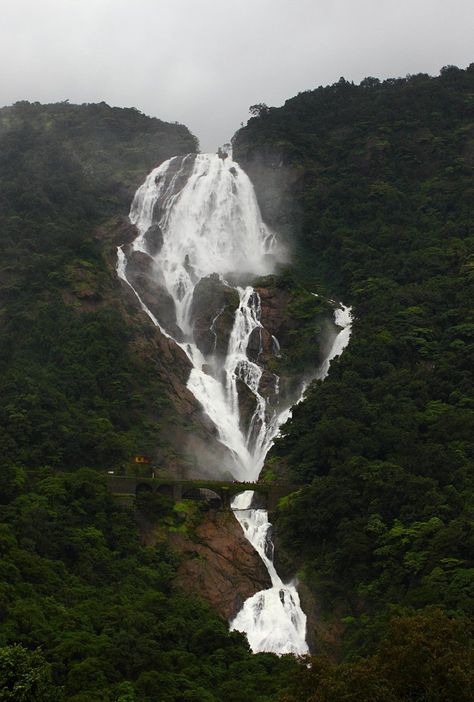 Dudhsagar Waterfalls #Goa Dudh Sagar Falls, Goa Monsoon, Dudhsagar Waterfalls, Project Cover, Project Cover Page, Waterfall Adventure, Creative Instagram Stories, Beautiful Waterfalls, Insta Inspo