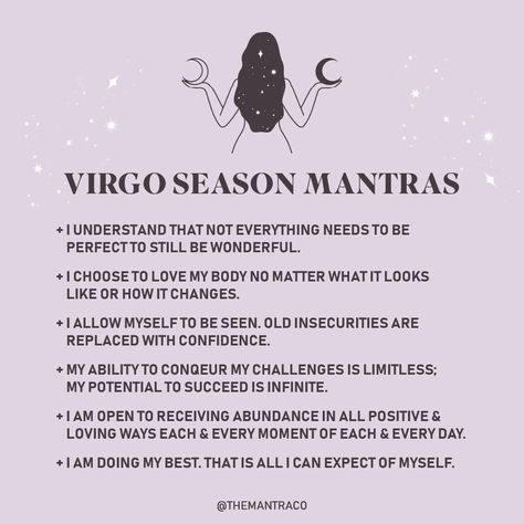 The Mantra Co. (@themantraco) posted on Instagram: “VIRGO SZN IS HERE ♍⁠” • Aug 23, 2020 at 8:01pm UTC Virgo Szn, Virgo Season, Love My Body, Affirmation Cards, Mantra, Astrology, Affirmations, Wonder, Confidence