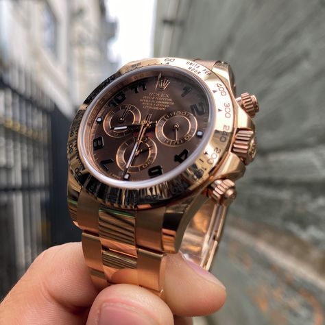 Rolex Daytona in rose gold with chocolate dial! Are you a fan? DM for price November 2, Rolex Daytona, A Fan, Rolex Watches, Rolex, Rose Gold, Fan, Gold, On Instagram