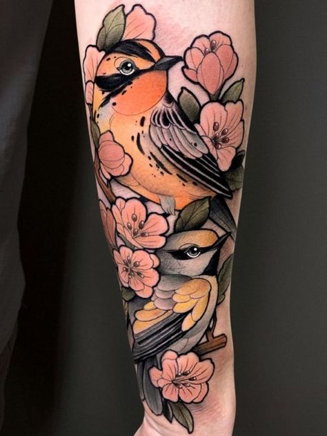 Bird Tattoo Sleeves, Vogel Tattoo, Neo Tattoo, Traditional Tattoo Inspiration, Petit Tattoo, Back Of Shoulder Tattoo, Inked Tattoo, Traditional Tattoo Design, Tattoo Feminina