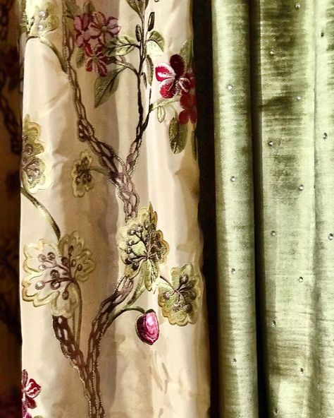 Unusual Interiors, Custom Drapery Designs, Silk Textiles, Drapery Ideas, Custom Drapery Panels, French Style Decor, Drapes And Curtains, Floral Drapery, Pattern Language