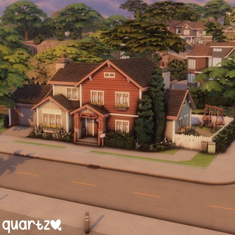 ♡ quartz ♡ | Cozy Suburban Family Home ✨ • ☁️ no cc ☁️ gallery id : quartzz64 ☁️ 40x30 ☁️ 3 beds / 2 baths • • tags 🏷️: #sims #sims4 #sims4house... | Instagram 2 Bedroom Sims 4 House Layout, 40x30 House Plans Sims 4, Simple Sims 4 Houses, Sims 4 Gallery House, Family Suburban House, Sims 4 Snowy Escape House, Sims 4 40x30 House, Sims 4 Big House, Sims 4 Big Family House