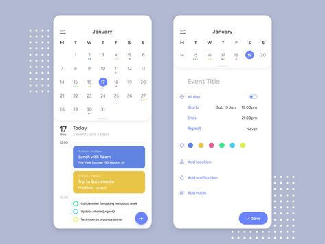 Calendar Design - Daily UI 038 by Alberto Colopi Calender Ui, Minimalist Calendar Design, To Do App, Ui Design Mobile, Ui Ux 디자인, Date Design, App Design Layout, Android App Design, Mobile App Design Inspiration