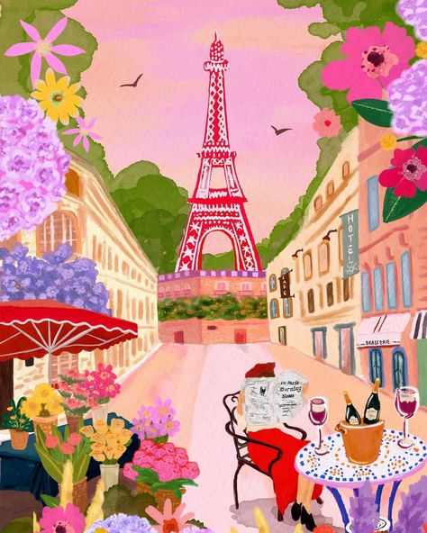 Bonjour March🌸 Spring is here and I’m welcoming it with a fresh Paris print full of blooming charm! 🌼✨ When Paris comes to mind, so does… | Instagram Eiffel Tower Illustration, Paris In Spring, City Of Paris, Colourful Art, Paris Print, Paris Eiffel Tower, Illustrators On Instagram, Art Licensing, Spring Has Sprung