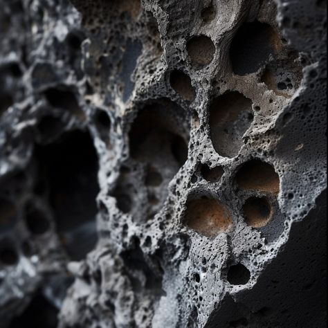 Mysterious Rocky Texture: A close-up view of a rugged, porous surface that resembles a natural rock formation. #texture #rock #porous #geology #natural #abstract #close-up #rugged #aiart #aiphoto #stockcake https://ayr.app/l/w1fC Close Up Texture Photography, Texture In Nature, Dirt Texture, Texture Reference, Rock Layers, 2025 Moodboard, Earth Texture, Rock Texture, Texture Download