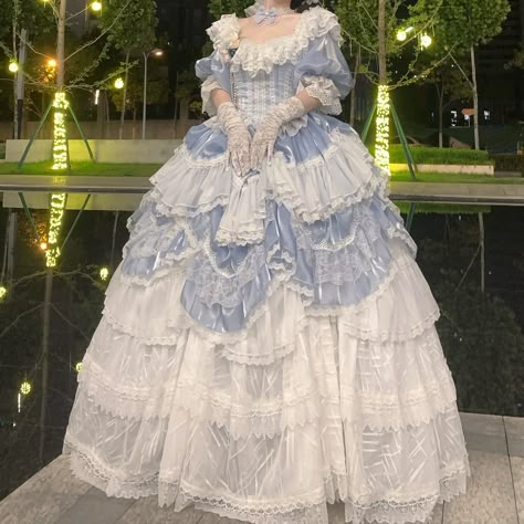 Pastel Victorian Dress, Aristocratic Dress, Roccoco Dress, Fancy Princess Dresses, Long Princess Dress, Clothes Fancy, Rococo Inspired Outfits, Lolíta Dresses, Victorian Blue Dress