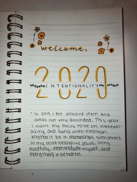 2020 introduction page for my journal! Ushering in the new year focused on my goal and focusing myself on the year ahead!! Word Of The Year Journal Page, New Years Resolution Journal Page, New Year Dairy Ideas, Introduction Of Myself Journal, Diary Introduction Page, New Year Diary Ideas, Aesthetic Introduction Page For Project, New Year Journal Ideas 2024, Diary Introduction Page Ideas