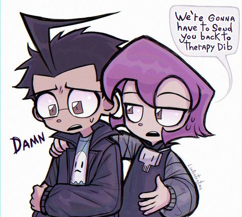 ♦️ Gaz & Dib (Invader Zim) Art by linterteatime. Invader Zim Art, Dib Invader Zim, Dib Membrane, Invader Zim Dib, Invader Zim Characters, Scene Kids, Invader Zim, Cartoon Shows, Funky Art