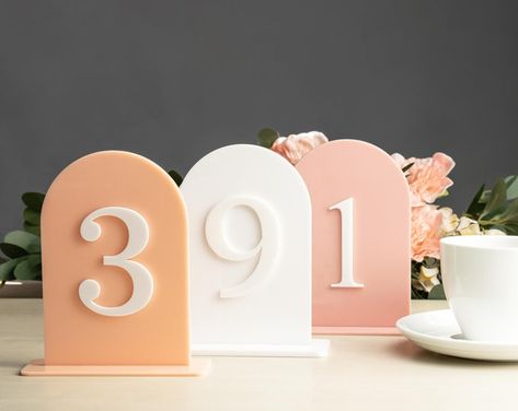 Wedding Table Number Arch Table Numbers Wedding Table Number | Etsy Australia Arch Table Numbers, Table Numbers Acrylic, Half Arch, Arch Table, Wedding Table Number Signs, Acrylic Table Numbers, Acrylic Table Number, Signing Table Wedding, Pink Table