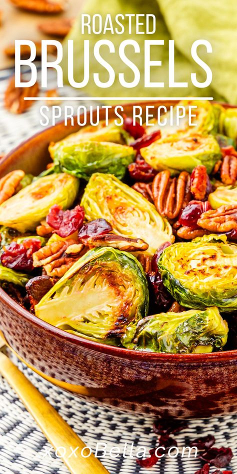 Roasted Brussels sprouts Oven Roasted Brussels Sprouts, Turkey Side Dishes, Roasted Brussels Sprouts With Bacon, Brussels Sprouts With Bacon, Roasted Sprouts, Bacon Brussel Sprouts, Roasted Brussel, Roasted Brussels Sprouts, Sprouts With Bacon