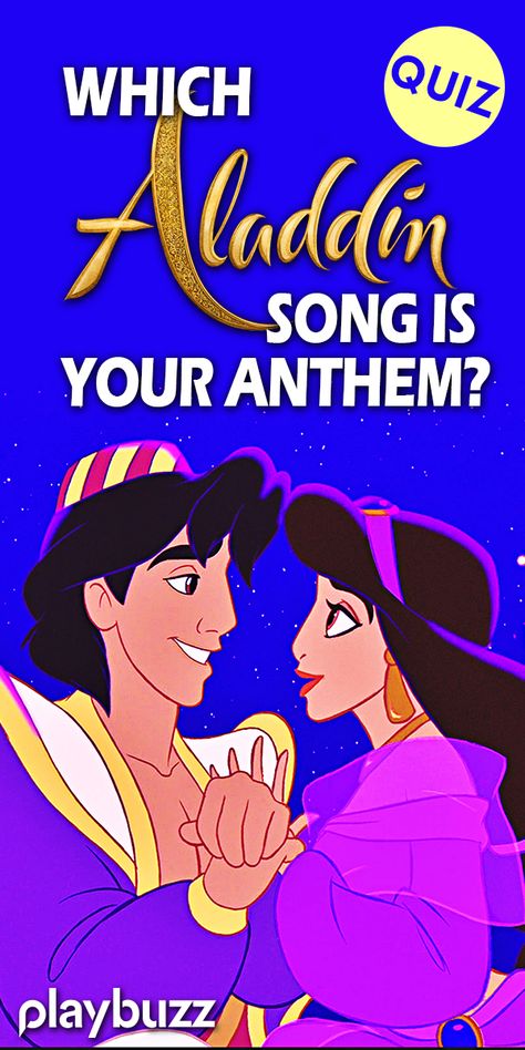 Aladdin has some of the most toe-tapping music in any Disney movie, don't you agree? Alan Menken is the genius behind the songs in Aladdin and collaborated with Benj Pasek and Justin Paul to create new songs for the live action version. What song represents you? *** #PlaybuzzQuiz #DisneyQuiz Aladdin Songs Personality Quiz Disney Songs Quiz Will Smith Princess Jasmine Jafar Playbuzz Quiz Frozen Moana The Little Mermaid Aladin And Jasmine Wallpaper, Jasmine Jafar, Aladdin Quotes, Quiz Disney, Alan Menken, Playbuzz Quizzes, Finish The Lyrics, Disney Quiz, Playbuzz Quiz