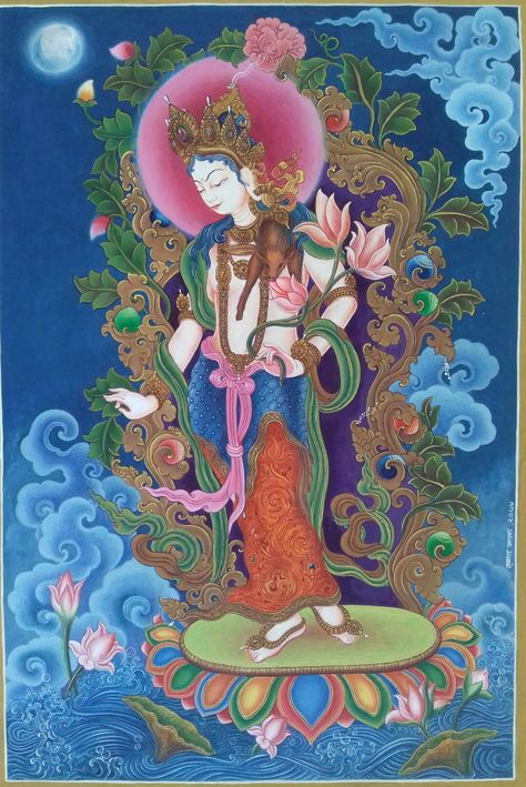 Foke Art, Thanka Paintings, Western Esotericism, Tibetan Thanka, Tara Goddess, Art Krishna, Buddha Painting Canvas, Saraswati Goddess, Buddha Art Painting