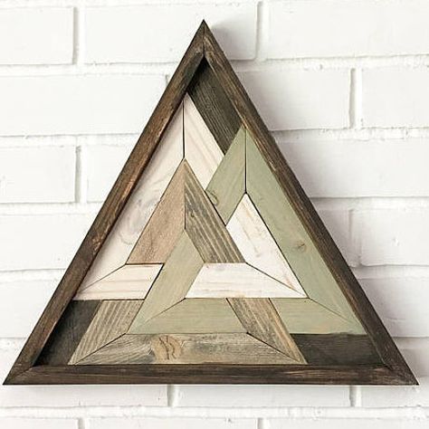 Wooden Wall Art and Inspirational Home Decor by HollyBeeandCompany Woodworking Tools Workshop, Triangle Art, Triangle Wall, Wooden Items, Wood Pattern, Diy Holz, Wood Works, Into The Wood, Wooden Wall Decor