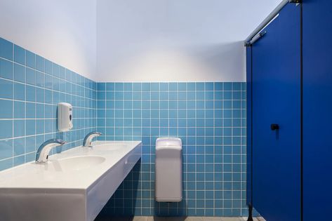 King Solomon Elementary School // Sarit Shani Hay- Shani Hay Design LTD - Architizer Journal School Bathroom Design, School Restroom, Ladies Toilet, Space Hotel, School Bathroom, Restroom Design, Kindergarten Design, Hospital Interior, Public Bathrooms