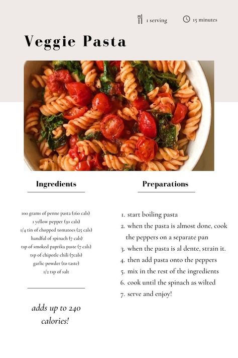 2023 Review, Pasta Tomato, Homemade Cookbook, Healthy Low Calorie Meals, Veggie Pasta, Pasta Ingredients, Dont Forget Me, Low Cal Recipes, Meal Recipes