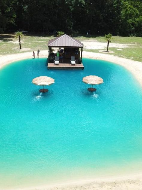 content Sand Pool Backyard, Beach Entry Swimming Pools, Beach Pools Backyard, Beach Entrance Pool, Pool With Beach Entry, Sand Pool, River Ideas, Beach Entry Pool, Residential Pool