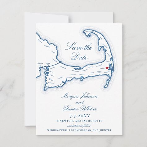 Cape Cod Wedding Invitations, Map Of Cape Cod, Save The Date With Photo, Wychmere Beach Club, Map Wedding Invitation, Chatham Bars Inn, Elegant Cape, Cape Cod Map, Buzzards Bay