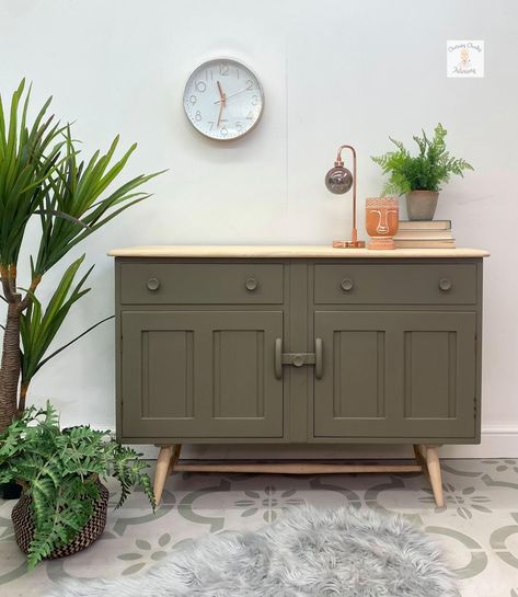 Ercol Sideboard, Sideboard Painted, Tallboy Chest Of Drawers, Vintage Writing Desk, Painted Sideboard, Living Room Decor Gray, Bleached Wood, Green Furniture, Sideboard Console Table