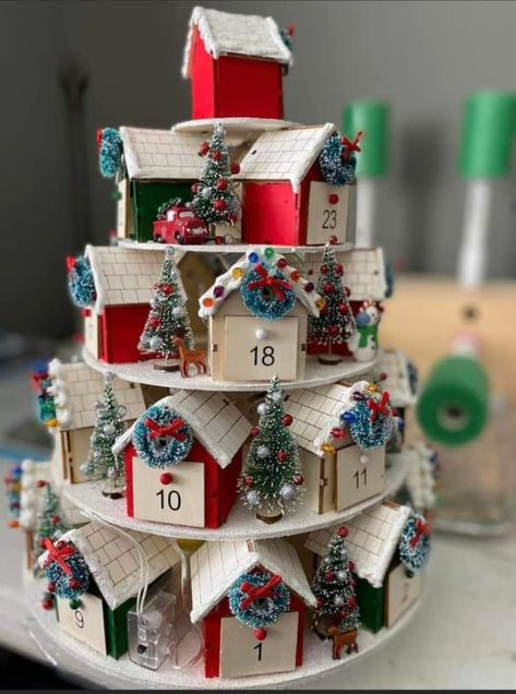 Wooden House Advent Calendar, Advent Calendar House, Advent House, Christmas Diy Kids, Christmas Advent Calendar Diy, Wooden Advent Calendar, Hobby Lobby Christmas, Diy Advent Calendar, Navidad Diy