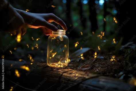 Download Opening a jar to release fireflies into the forest (Generative AI) Stock Illustration and explore similar illustrations at Adobe Stock. Firefly Night, Firefly Photography, Fireflies In A Jar, You Poem, Shayari Love, Into The Forest, Fairytale Fantasy, Night Lights, Firefly