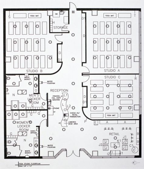 Allowed only one week (7 days) for completion of this segment Problem Statement:     You will design a yoga studio located in an upscale community. Situated in a one-story/multi tenant building,... Yoga Studio Layout Plan, Interior Design Yoga Studio, Fitness Center Floor Plan, Pilates Studio Floor Plan, Yoga Studio Layout, Yoga Studio Floor Plan, Yoga Center Design, Yoga Studio Design Ideas, Home Pilates Studio