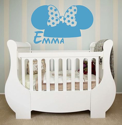 kik139 Wall Decal Sticker name cot children's bedroom baby girl Minnie Mouse Wall Decals, Personalized Wall Decals, Mouse Wall, Kids Room Wall Stickers, Name Sticker, Custom Vinyl Stickers, Kids Wall Decals, Children's Bedroom