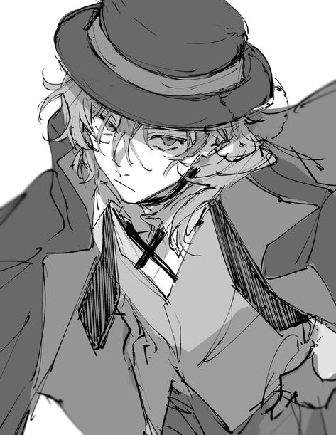 Chuuya Fanart, Bsd Chuuya, Bungou Stray Dogs Chuya, Nakahara Chuuya, Cute Pfp, Chuuya Nakahara, Fancy Hats, Dazai Osamu, Bongou Stray Dogs