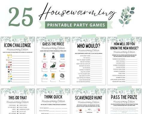 Housewarming Party Ideas, Housewarming Party Games, Housewarming Games, Apartment Party, Emoji Challenge, Prize Draw, Home Games, House Games, Games Printable