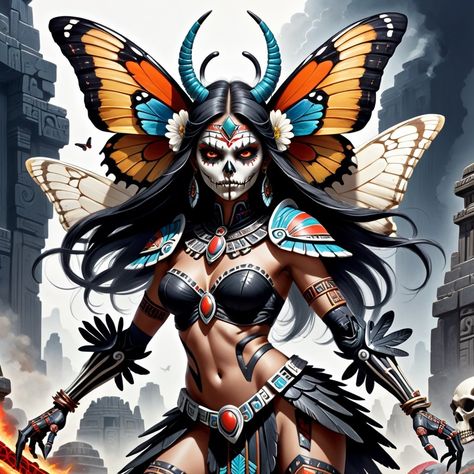 itzpapalotl | image created by DonMischo Itzpapalotl Goddesses, Aztec Goddess, Fierce Deity, Aztec Mythology, Volumetric Lighting, Inktober 2024, Warrior Goddess, 2024 Inspiration, Ancient Goddesses