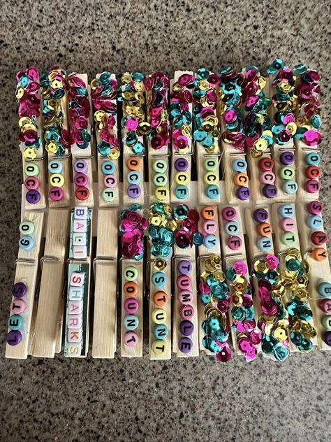 All About Cheer Pins | OCF - Provincials Ready ❤️ | Facebook Cheer Pegs, Cheer Clothespins Ideas, Cheer Clothespins, Cheer Good Luck Pins, Cheer Pins, Cheer Aesthetic, Cheer Things, Team Cheer, Cheer Team Gifts