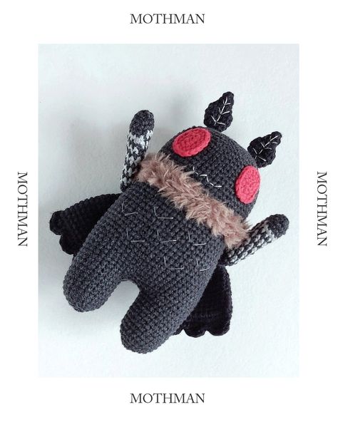 Mothman plush amigurumi pattern crochet toys. Horror crochet patterns. Now you too can let this supernatural cutie sneak into your home!

PLEASE NOTE that this is a crochet pattern (PDF file), but not a toy!

NOT A FINISHED ITEM! No refunds will be given due to the nature of the item being sold. There are no refunds on digital items. I am more than happy to help with any question you may have!

Crochet pattern Amigurumi mothman (in English).

PRODUCT SPECIFICATIONS MOTHMAN:

Number of Pages: 20 Mothman Plush, Horror Crochet, Scrap Yarn Crochet, Free Crochet Doily Patterns, Baby Bibs Patterns, Crochet Motif Patterns, Crochet Pattern Amigurumi, Crochet Animal Patterns, Crochet Instructions