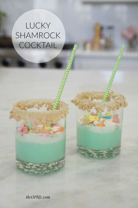 Lucky Charms Ideas, St Patrick’s Day Lucky Charms, Lucky Charms Cocktail, Lucky Charms Party, Lucky Charms Costume, March Birthday Party Ideas, Lucky Charm Party, Painted Shamrocks, Cereal Party