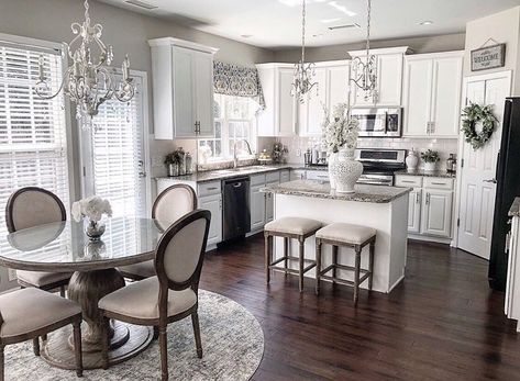 BoutiqueRugs.com on Instagram: “How beautiful is this kitchen by @deirdres_design 💕Who else wouldn’t mind this view every morning 😍 : : : : Tap the picture above and click…” Open Kitchen Ideas, Open Kitchens, Kitchen Design Open, White Kitchen Design, Grey Kitchen Cabinets, Luxury Kitchen Design, Kitchen Design Ideas, Kitchen Cabinet Design, Open Kitchen